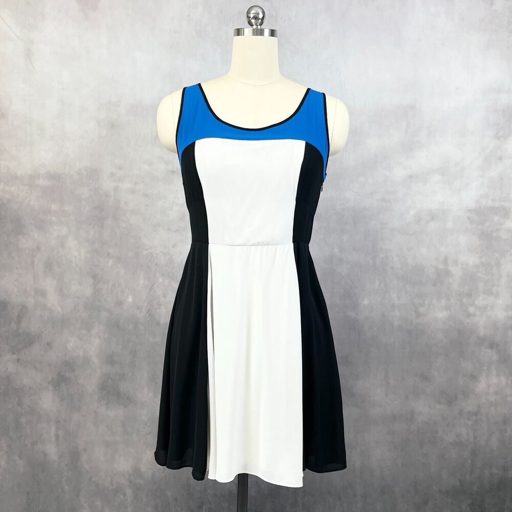Express Womens Dress Size 8 Colorblock Summer Geometric Tank Skater Tennis Retro